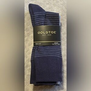 Gold Toe Men's Dress Socks, 4-pair, Flat Knit Crew, Blue, Size 6-12.5
